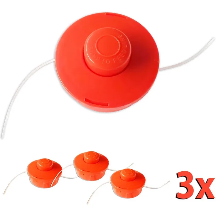 Nemaxx 3X FS1 Fadenspule mit Tippautomatik, Doppelfadenkopf für Benzin Motorsense - Rasentrimmer Fadenkopf, Freischneider Grasschneider, Zubehör Ersatz Spule - Orange