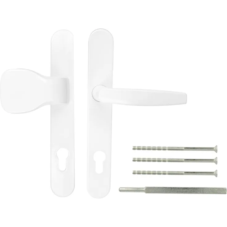 kj-vertrieb Türgriff / Türdrücker / Türklinke / Drückergarnitur DHS 92mm - Oval - Knaufgriff Weiß RAL 9016, 25mm