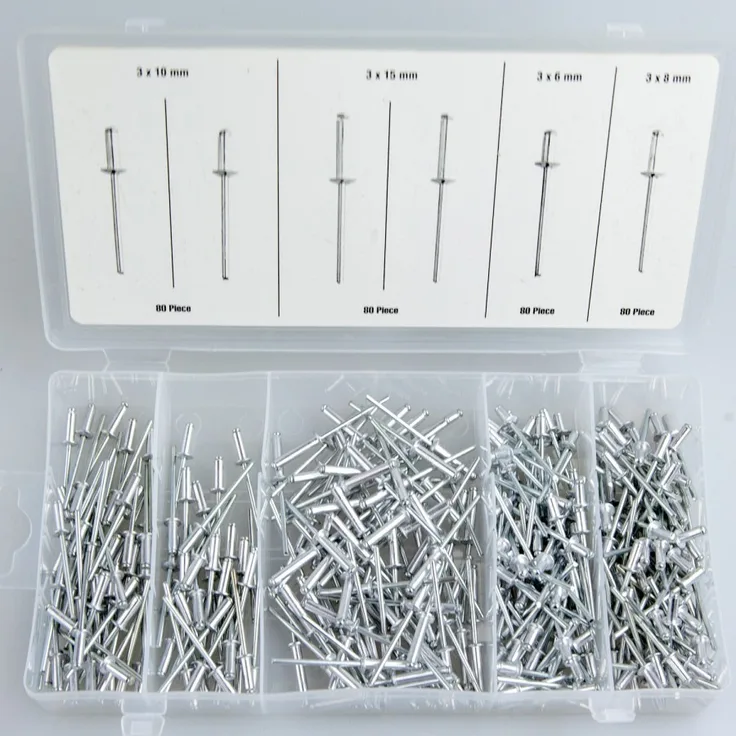 Benson Tools Nieten Blindnieten 320tlg. Sortiment Alu-Stahl Popnieten Set mit Flachrundkopf