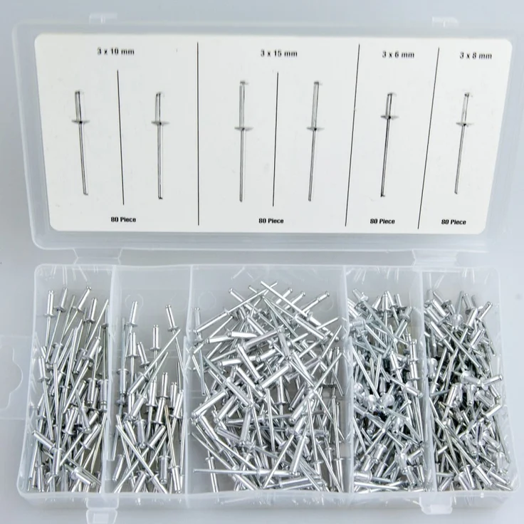 Benson Tools Nieten Blindnieten 320tlg. Sortiment Alu-Stahl Popnieten Set mit Flachrundkopf – Bild 1
