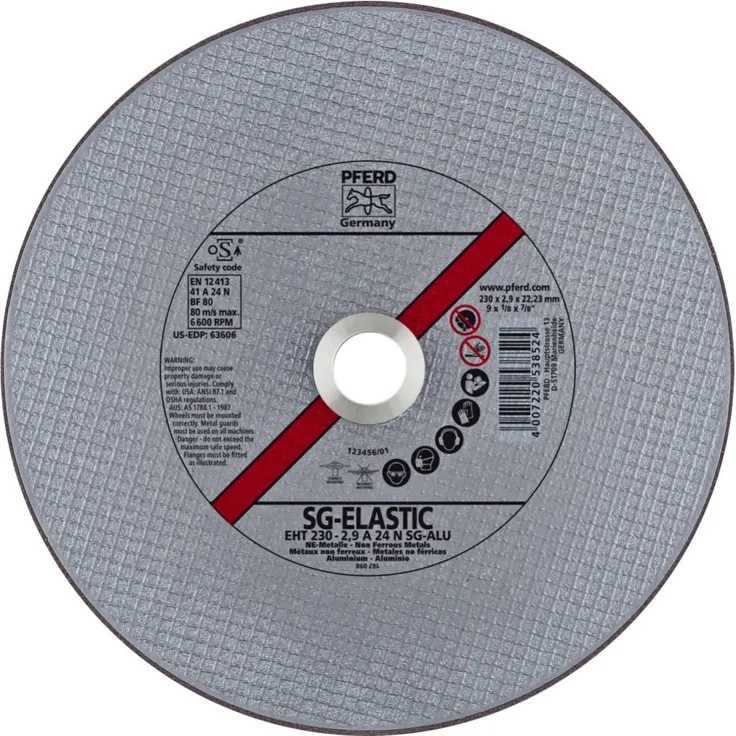 AUGUST RüGGEBERG GMBH&CO.KG 61328323 Freihandtrennscheibe D.230mm Stärke 2,9mm PFERD Alu.-NE-Metalle