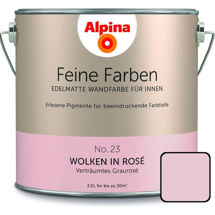 Alpina Feine Farbe No. 23 2,5 l, verträumtes graurosa, Wolken in Rose – Bild 1