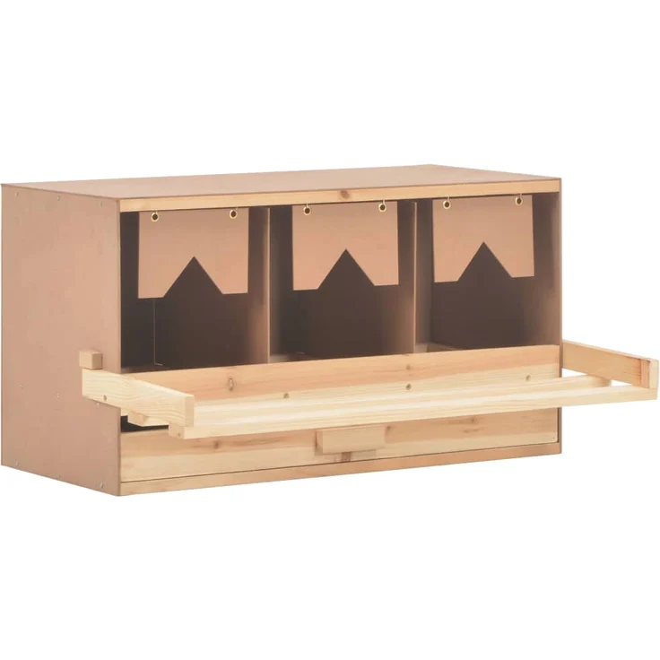 vidaXL Legenest Hühnernest 3 Fächer 72 x 33 x 38 cm Massivholz Kiefer – Bild 1