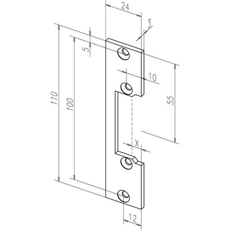 ASSA ABLOY ABLOY Flachschließbl. 106 VA ktg. B.24xL.110mm DIN L/R