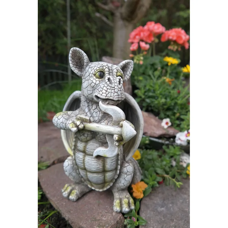 Drachenkind Armor mit Pfeil und Bogen Drache Figur Gartenfigur Liebe
