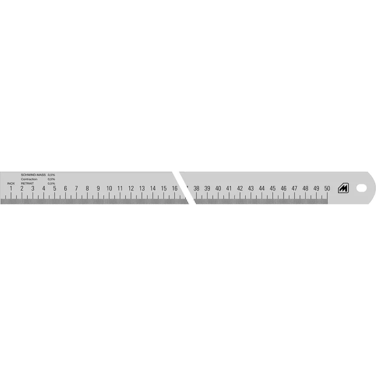 Metrica 25091 Schwindmassstab 500 x 30 mm, verchromt