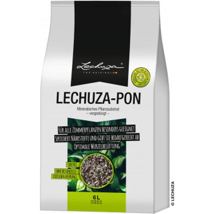 LECHUZA PON Pflanzsubstrat, 6 l, Mineralgestein, Allergiker geeignet, Inklusive Langzeitdünger, Alternative zu herkömmlicher Erde, 19561 – Bild 1