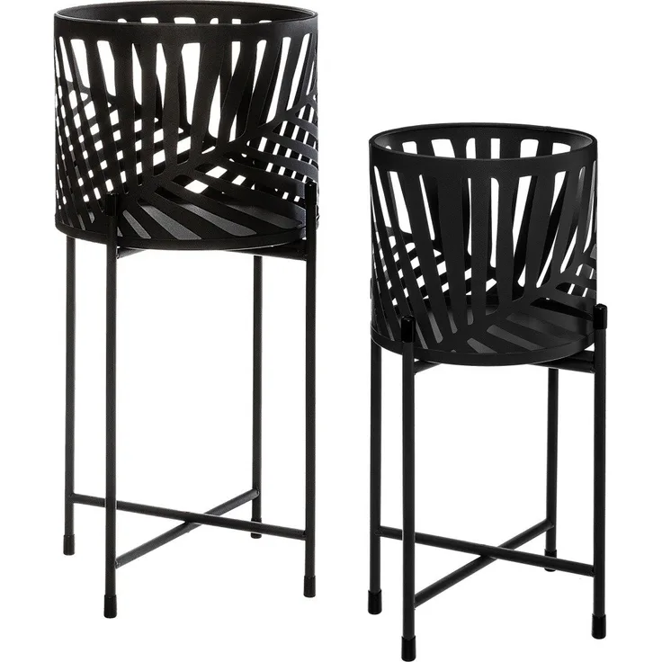 Atmosphera Blumenständer, Ø 22,5 und 27,5 cm, Metall, 2 Stück, grün schwarz
