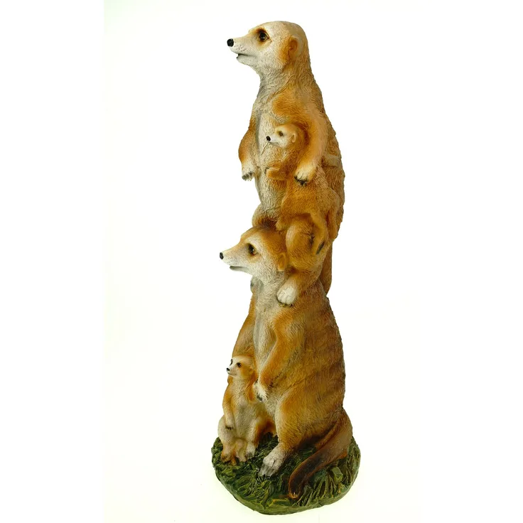 Erdmännchenfamilie Figur Gartenfigur 36 cm Meercat Tierfigur