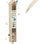 Relaxdays - Insektenhotel mit Erdspieß, Nisthilfe Garten, groß, stehend, Bienenhotel Wildbienen, Holz, 148 cm hoch, natur