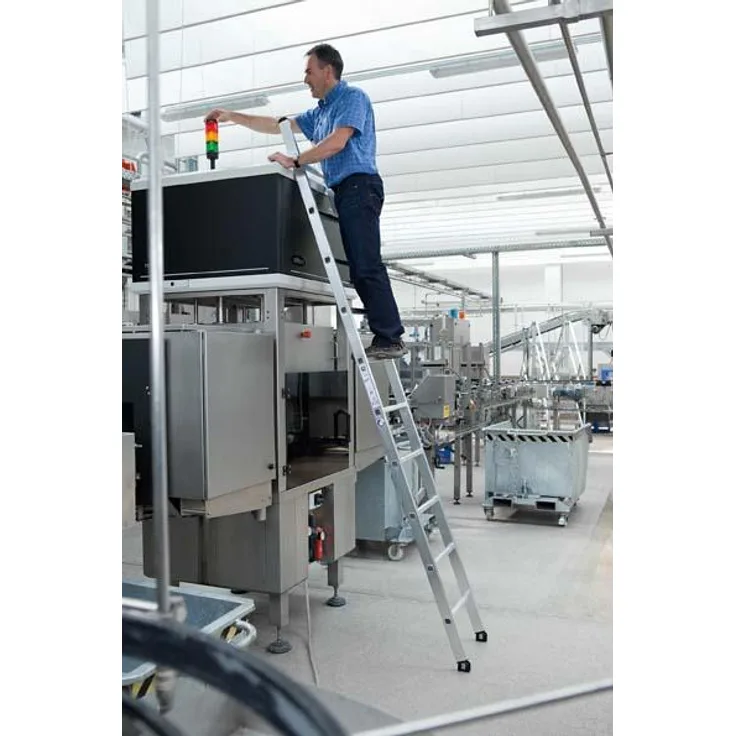 Günzburger Anlegeleiter Aluminium 6 Sprossen Leiterlänge 1930mm Arbeits-Höhe bis ca. 3000mm - 10006