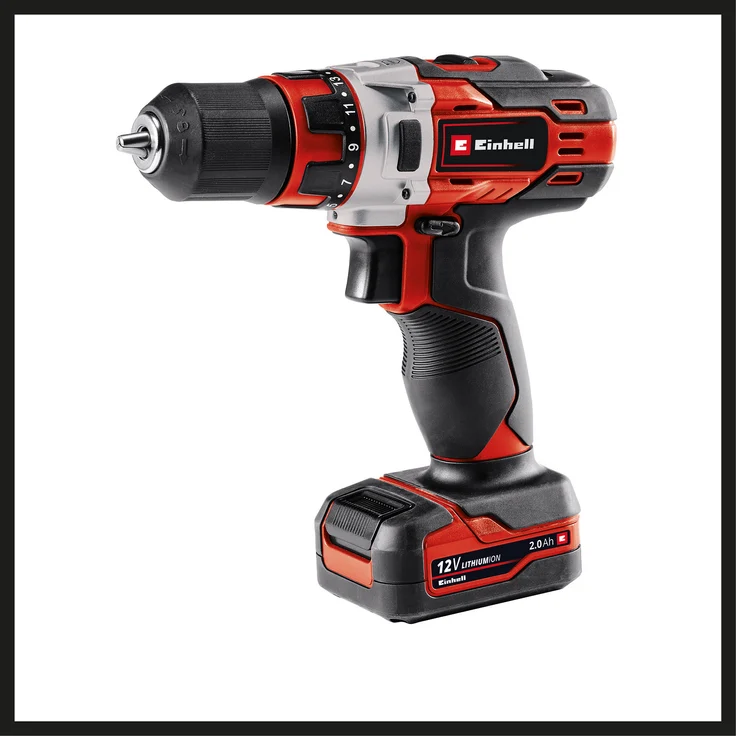Einhell Akku-Bohrschrauber TE-CD 12-1 Li (Li-Ion, 12 V, 2-Gang-Getriebe, Drehzahl-Elektronik, LED-Beleuchtung, robustes Metallgetriebe, 45-Min.-Ladegerät + 2,0 Ah-Akku) – Bild 5