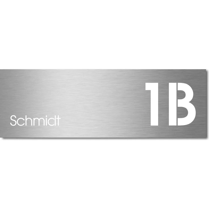MOCAVI Stick 335 (für Box 141) Briefkastenschild mit Hausnummer und Namen Edelstahl V4A graviert & selbstklebend