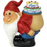 'Interpret Design Toscano Loonie Moonie Geburtstag Dekorationen ? Garden Gnome Statue ? Loonie Moonie Happy Birthday Gnome Statue ? Naughty Zwerge ? Mooning Zwerge Statuen, mehrfarbig, 14 x 18 x 19 cm
