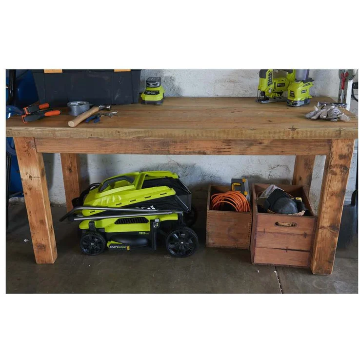 Ryobi Elektro-Rasenmäher RLM13E33S, Grasmäher mit 1300 W, 33 cm Schnittbreite, 5-stufige zentrale Schnitthöhenverstellung, EasyEdge Rasenkamm, 35 l Textil-Grasfangsack mit Hardtop, Art.-Nr. 5133002343 – Bild 3