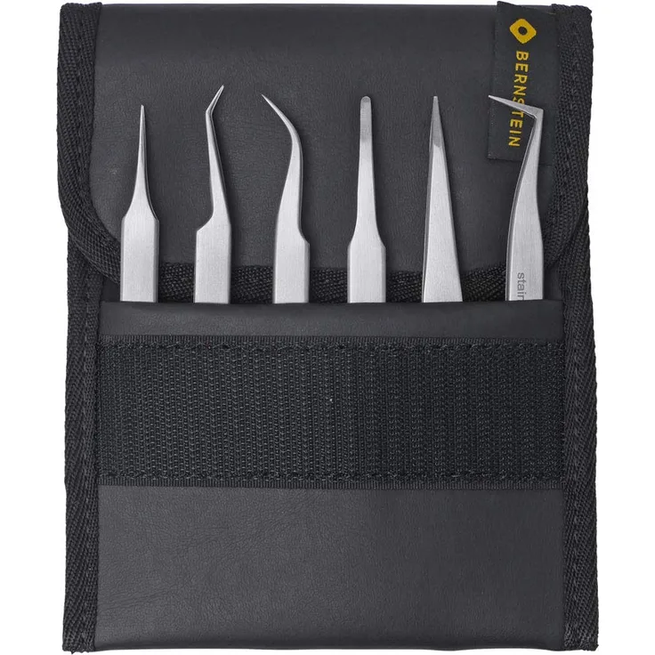 Bernstein Werkzeuge SMD Pinzetten Satz 6-tlg, 5-050-a Inkl. Kunstledertasche