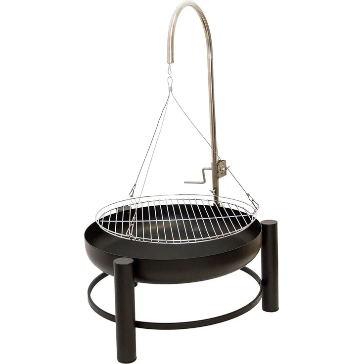 Feuerschale mit Holzkohlegrillrost, Schwenkgrill, 55 cm