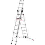 Hailo S100 ProfiLOT, Aluminium Kombileiter 3-teilig, 2x9 + 1x8 Sprossen  Arbeitshöhe 6,6 m Arbeitshöhe Stehleiter 4,65 m  Länge 5,82 m Länge eingefahren 2,74 m