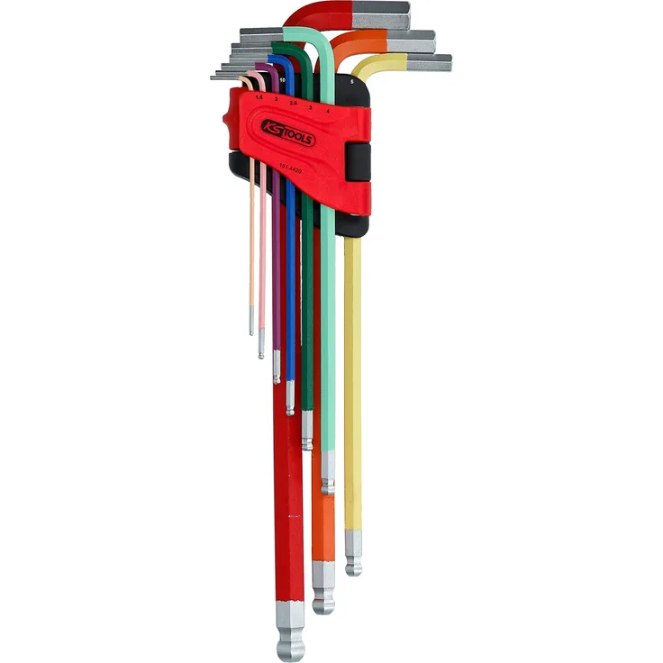KS Tools 151.4420 Kugelkopf-Innensechskant-Winkelstiftschlüssel-Satz, extra lang, 9-tlg.