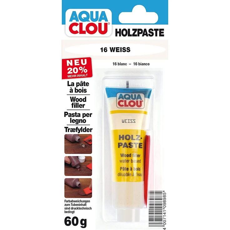 Aqua Clou Holzpaste 60 g, weiß – Bild 1