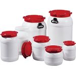 Weithalsfass 10,0l weiß m.rotem Deckel o.Tragegriffe Einfüllöffnung-D.203mm