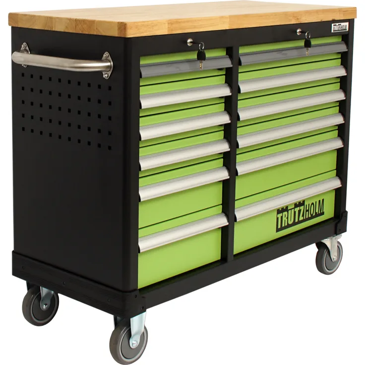 TrutzHolm Werkstattwagen DELUXE 2 x 6 Schubladen leer mit massiver Arbeitsplatte