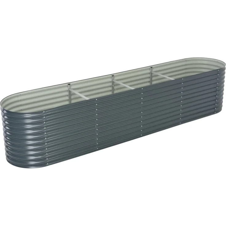 vidaXL Garten-Hochbeet 400 x 80 x 81 cm Verzinkter Stahl Grau – Bild 1