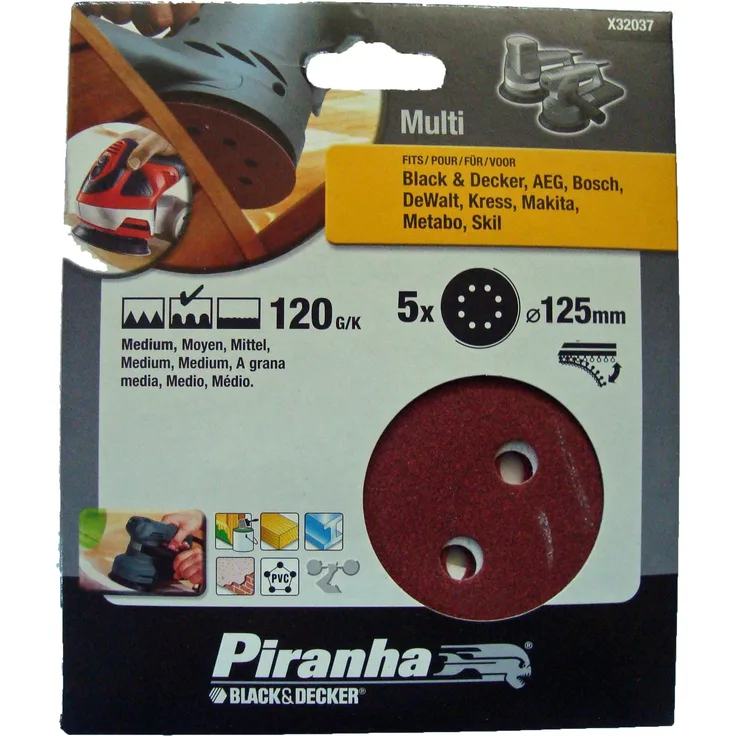 Piranha x32037-xj 125 mm 120 G Quick Fit Random Orbit Sander Disc