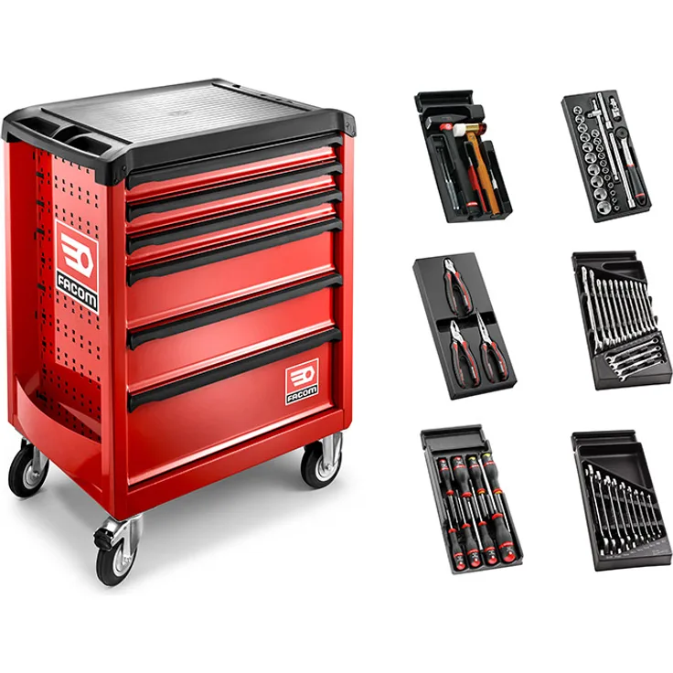 Facom ROLL Werkstattwagen 6 Schubfächer und 6 Werkzeugmodulen - SL.ROLL.6M3