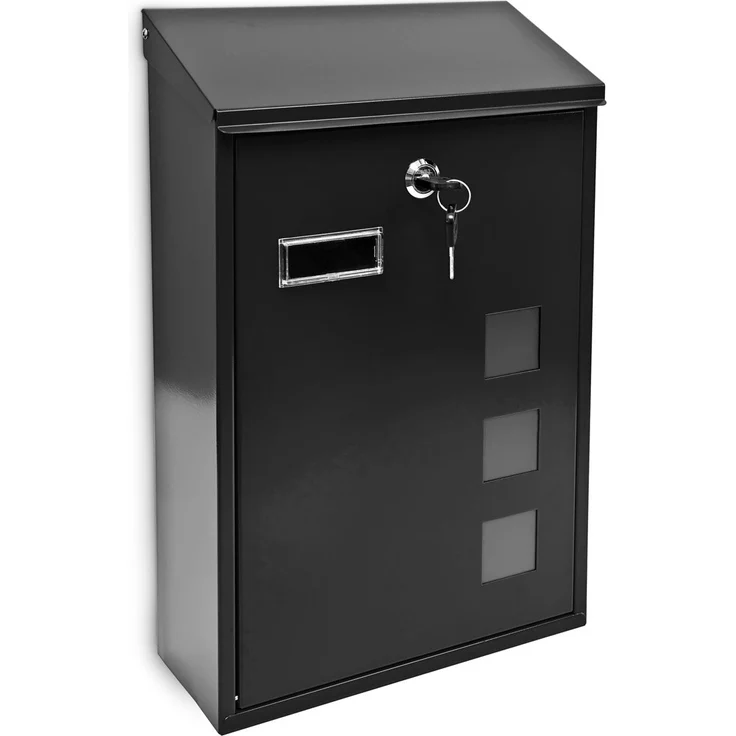 Relaxdays 10017417_B Schwarz Design Briefkasten aus Metall 25x40 cm – Bild 1