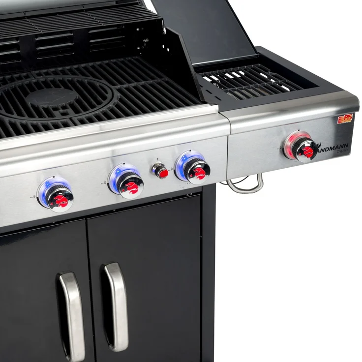 LANDMANN Gasgrill 12968 Triton 4.1 maxX schwarz, 4+1 Brenner, Maße 120 x 142 x 56,5 cm, Edelstahl, 15,5 kW, mit Infrarotbrenner – Bild 5