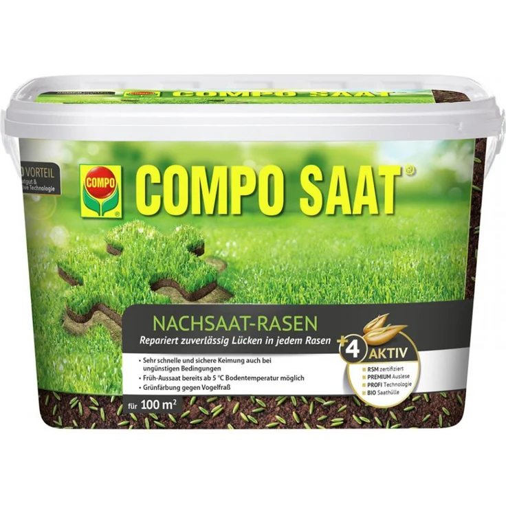 COMPO SAAT Nachsaat-Rasen, 2 kg Eimer für 100 qm – Bild 1