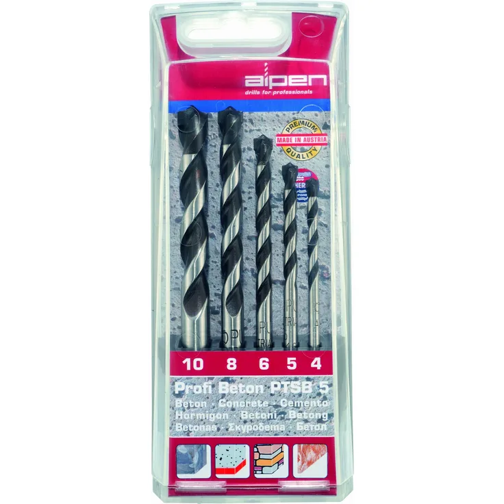 Alpen HM-Betonbohrer-Satz Profi Bohrer ø 4-10 mm 5-teilig