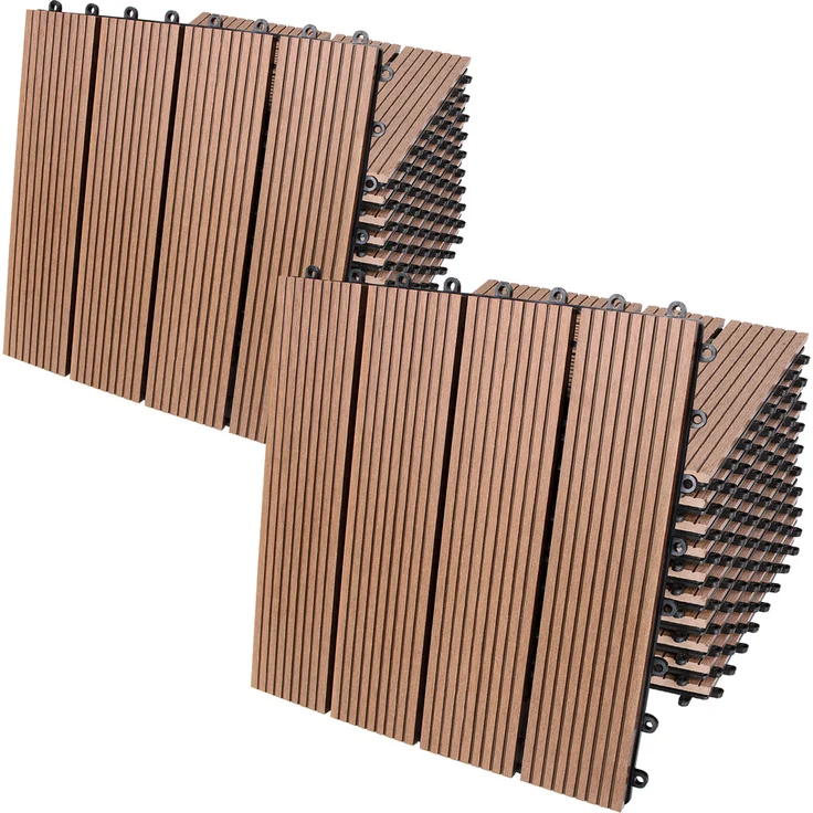 WPC Fliesen 1m²-4m² Terrassenfliesen Set Holzfliesen 30x30cm Balkon Pool Garten 22x Klassik terrakotta 4250525376678 – Bild 1