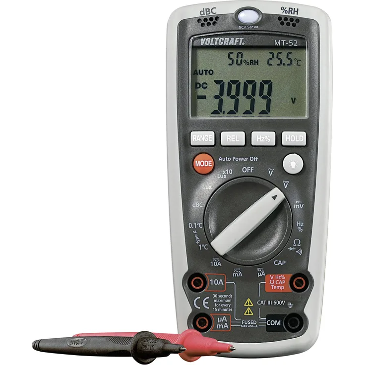 VOLTCRAFT MT-52 Hand-Multimeter digital Umwelt-Messfunktion CAT III 600V Anzeige Counts: 4000