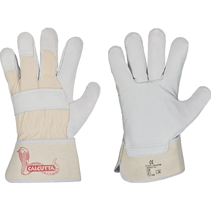 STRONGHAND Handschuh CALCUTTA EN388 Gr.9 naturfarben Rindleder Doppelnaht gummierte Stulpe