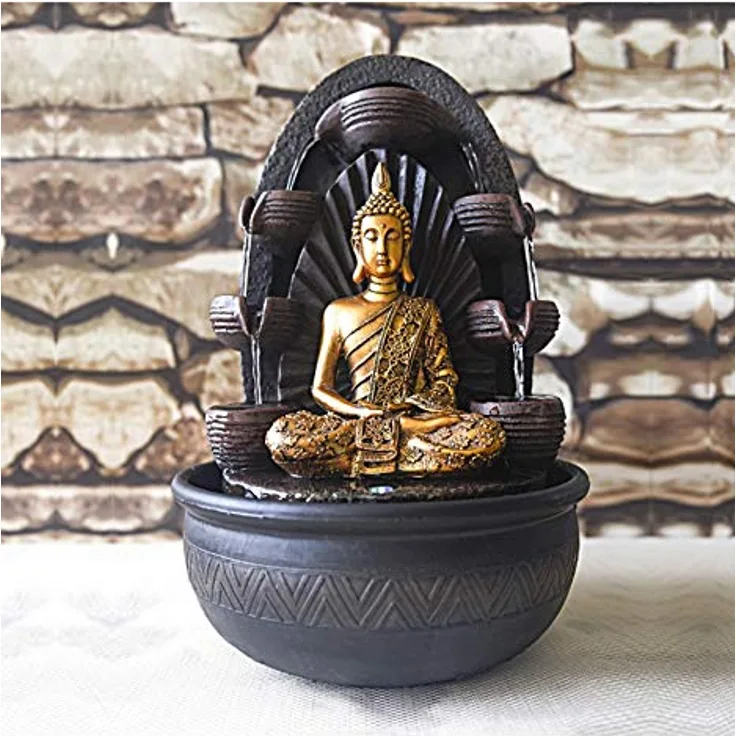 Zen Light Chakra Zimmerbrunnen mit Pumpe und LED-Beleuchtung, Kunstharz, Einheitsgröße