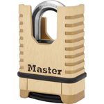 Master Lock Hochleistungs-Vorhängeschloss aus Massivmessing [geschlossener Bügel][Zahlenschloss] M1177EURD rostbeständig, sehr widerstandsfähig und wasserfest, messing
