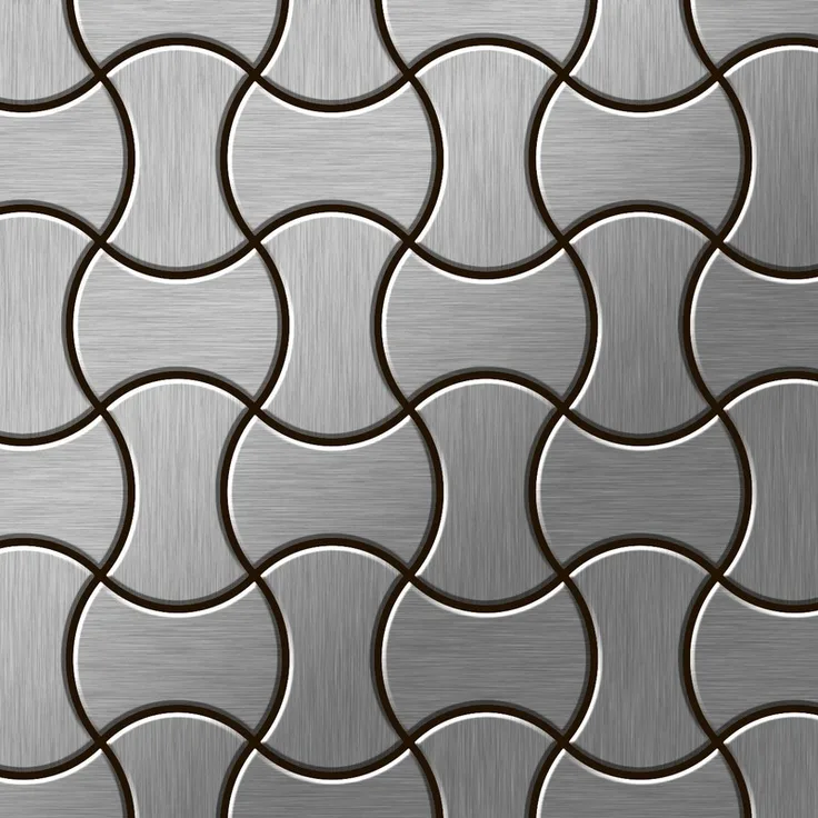 Alloy Mosaik Fliese massiv Metall Edelstahl marine gebürstet in grau 1,6mm stark Infinit-S-S-MB Designed by Karim Rashid 0,91 m2