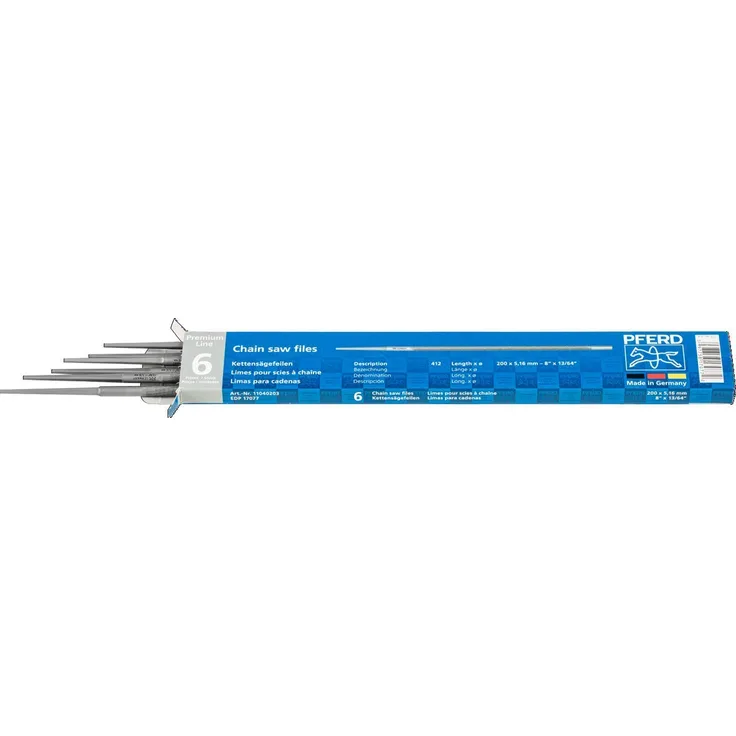PFERD 11040203 rund Premium Line Kettensägefeilen, 6er-Verpackung, Feilen-ø 5,16 mm