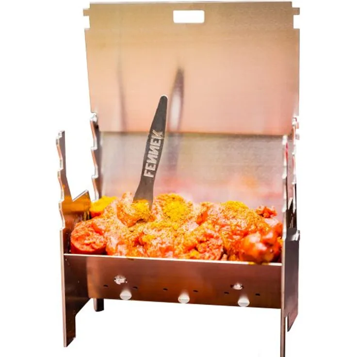 FENNEK mini - Zusammensteckbarer Mini Holzkohlegrill aus Edelstahl, 11 x 11 x 7,3 cm klein, 0,45 kg