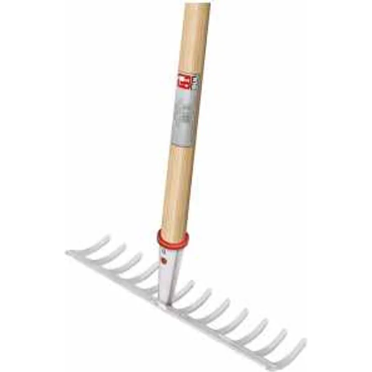 IDEAL-Gartenrechen mit patentiertem Adapter, silber pulverbeschichtet, konische Dülle