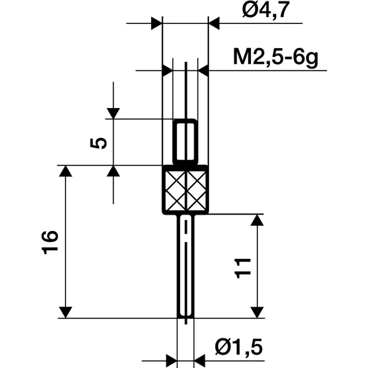 Messeins.D.1,5mm L.50mm Stift M2,5 STA z.Messuhren KÄFER