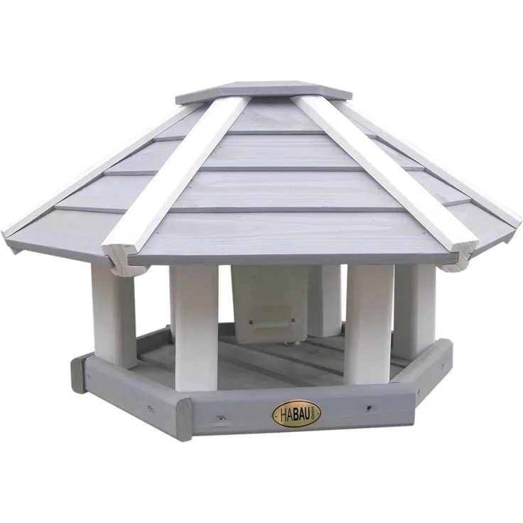 Habau 2518 Vogelhaus Ottawa mit Silo und Ständer, grau-weiß