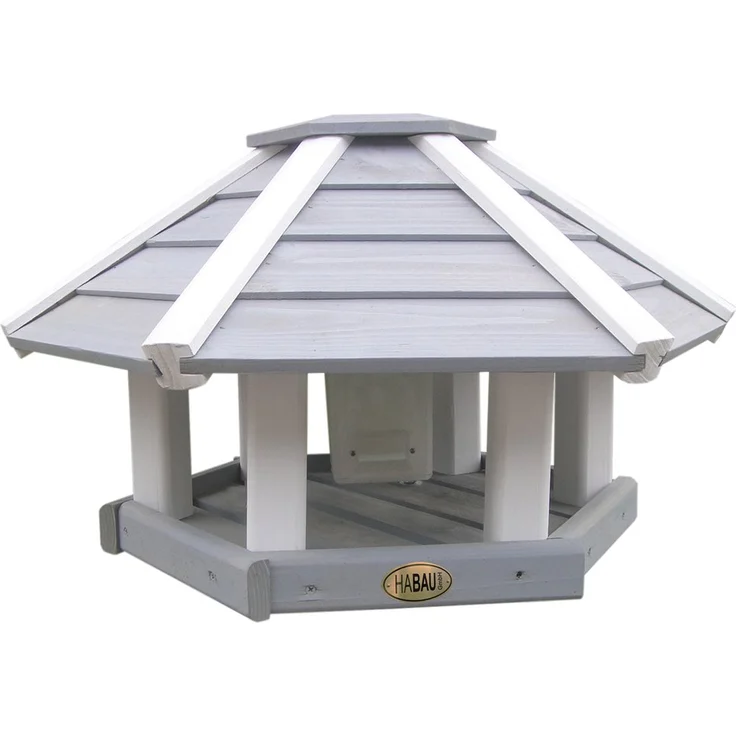 Habau 2518 Vogelhaus Ottawa mit Silo und Ständer, grau-weiß