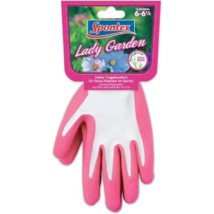 Spontex Lady Garden Handschuhe, Gartenhandschuhe für Damen, weicher Strick aus Bambus-Viskosefasern, mit Latexbeschäumung, Größe S, 1 Paar – Bild 1