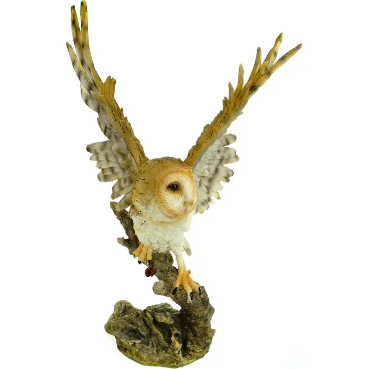 Große Schleiereule setzt zum Flug an 39 cm Uhu Eule Tierfigur bunt Vogel