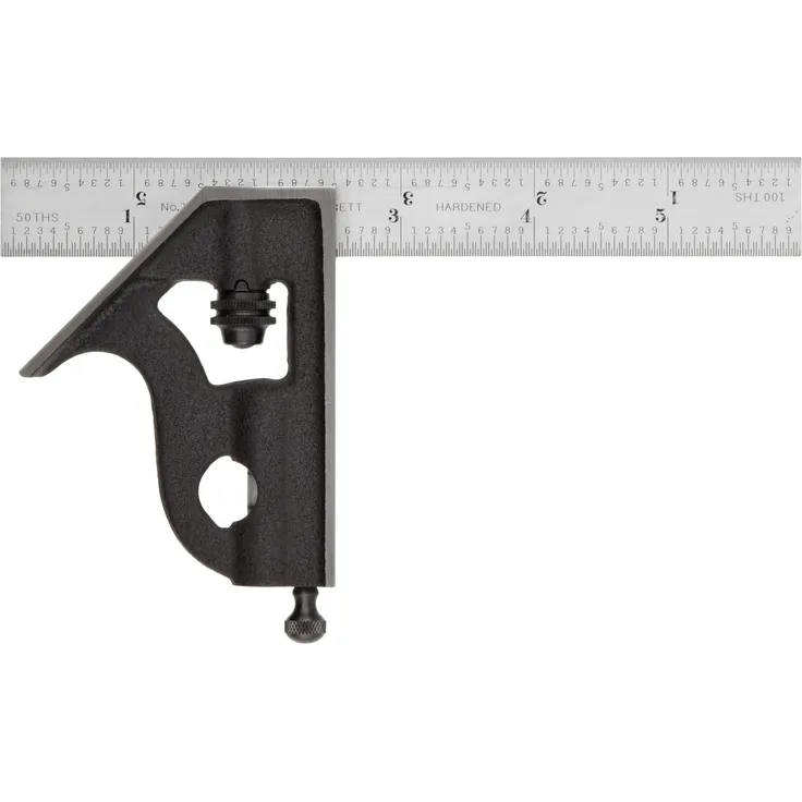 Starrett c11h-6 16R aus Gusseisen viereckig Filzschuhe Kopf mit Satin Chrom Klinge Kombination eckig, schwarz Falten Finish, 16R Graduation Filzschuhe, 15,2 cm Größe