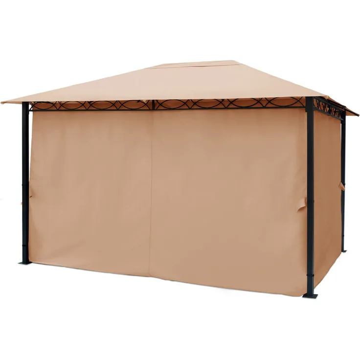 4 Seitenteile für Gartenpavillons 3x4 m - Polyester ca. 160 g-m²- inkl. Ringe, mit Reißverschluss - cappuccino