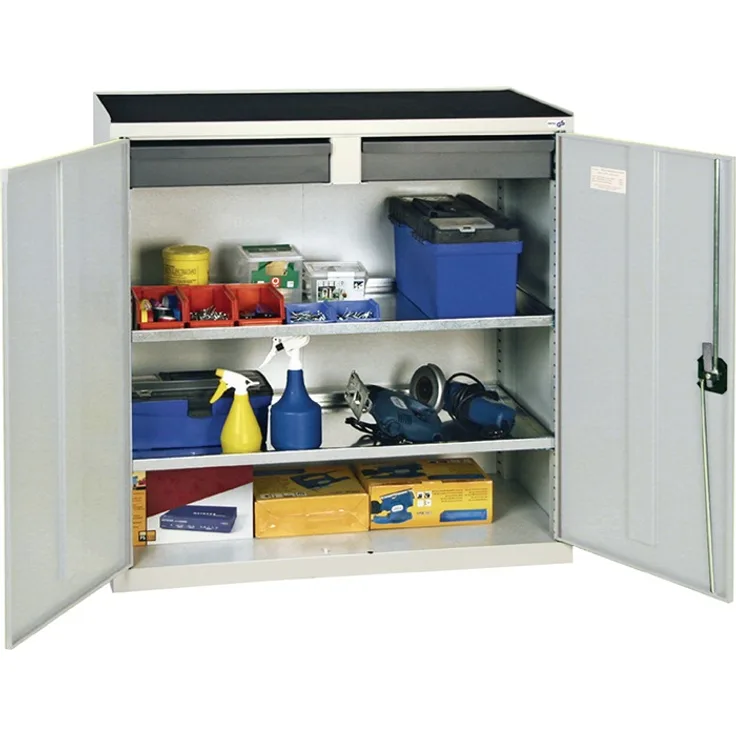 Werkzeug--Beistellschrank H1000xB1000xT500mm 2Schubl.,2 BD lichtgrau STUMPF